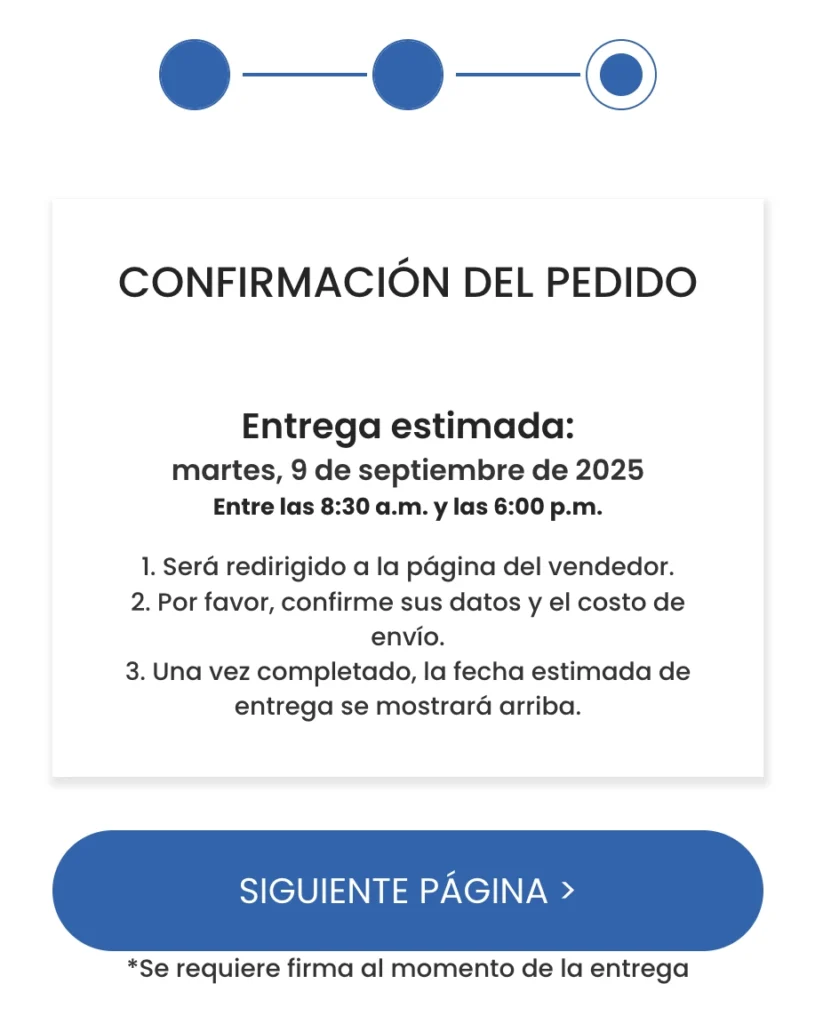 Confirmación del pedido