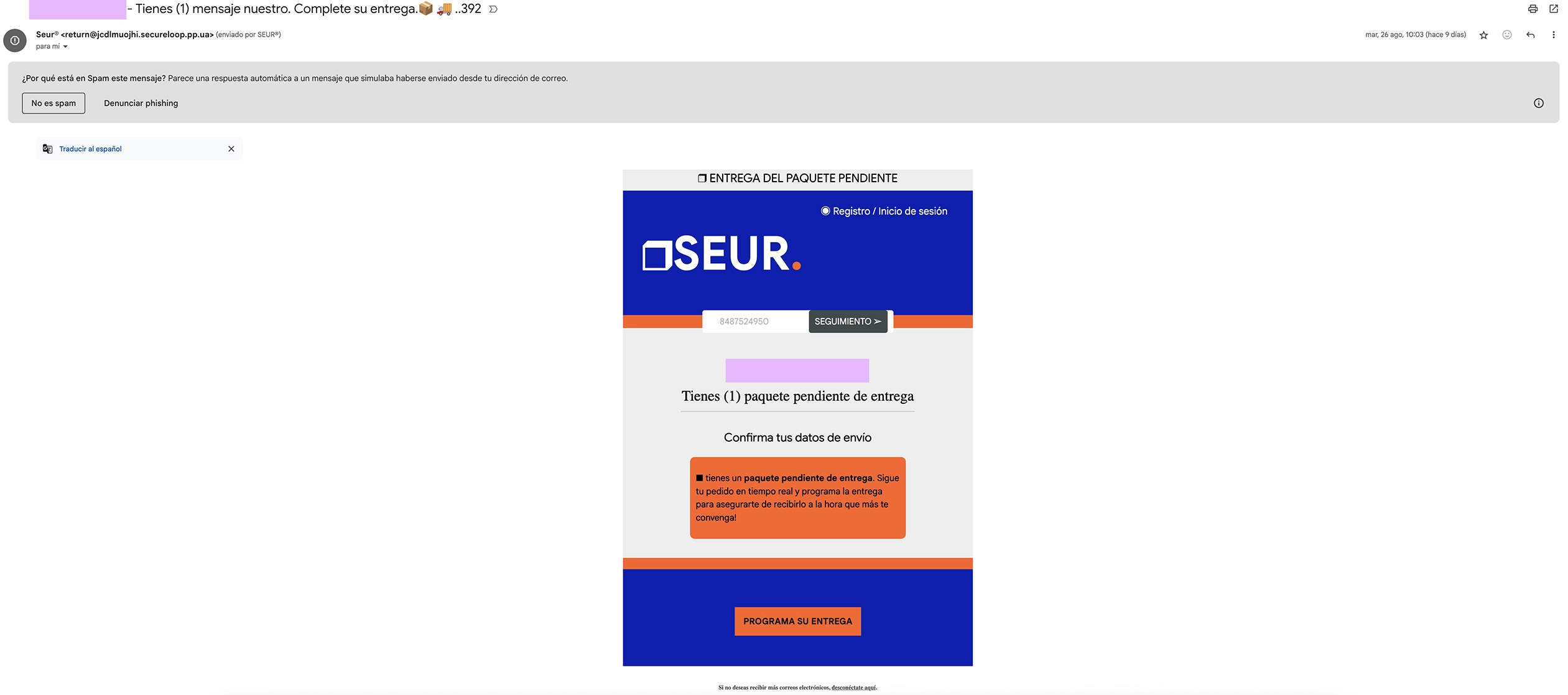 Ejemplo phishing
