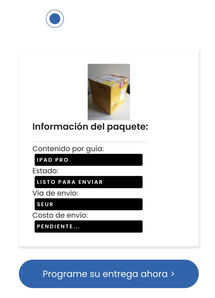 Información del pedido phishing